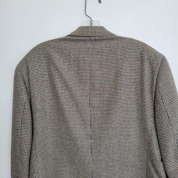 Burberrys' Sport Coat Houndstooth 1990s Navy Tan Academia Men 42R - Picture 6 of 15
